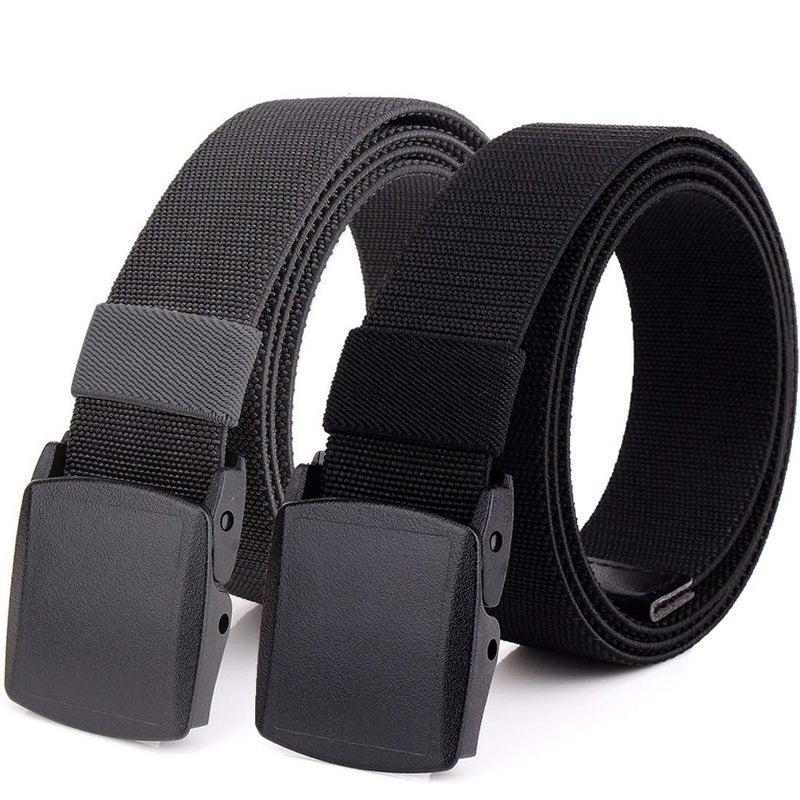 HOANAN 2-Pack Elastic Stretch Belt, Menâ€™s All Size No Metal Nylon Tactical Hiking Belt (Fit up to 42", Blackdarkgrey) - Image 1